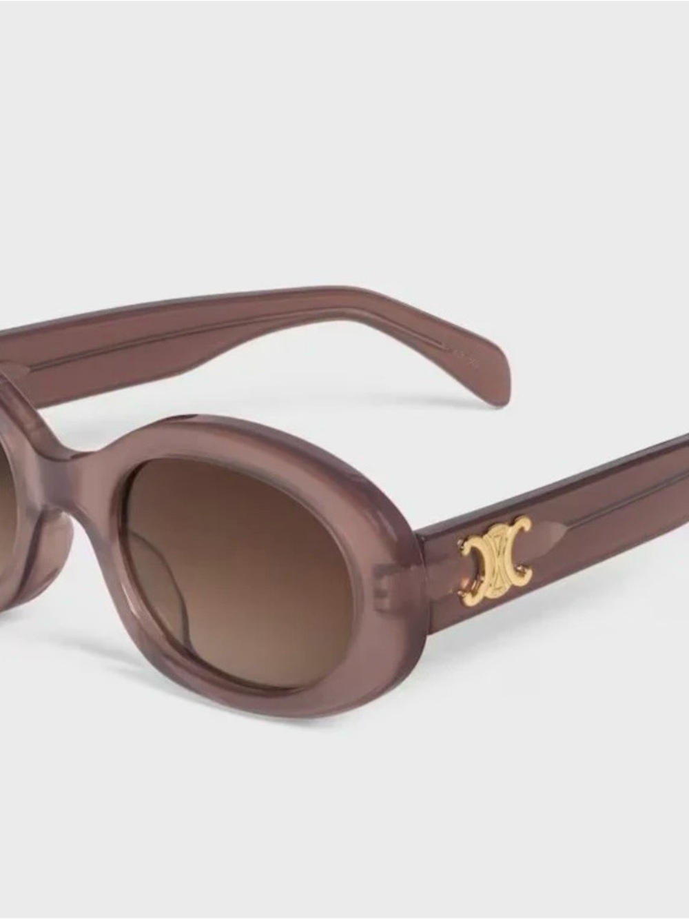 Celine Brown Oval Sunglasses with Gold Logo Accent
